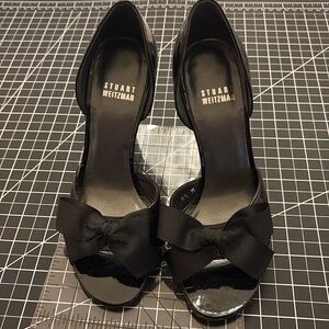 Stuart Weitzman vintage 90s wedge herls w bow. Patent leather. Size 5 1/2
